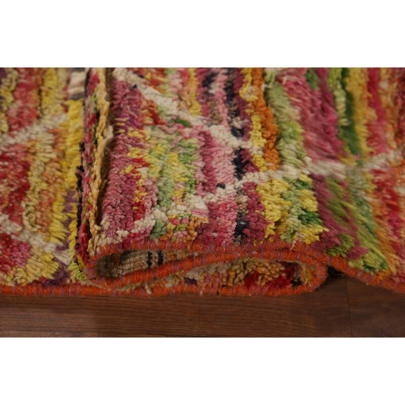 Hand Knotted Oriental 100% Wool Carpet Modern Geometric Multi-Colored Moroccan Area Rug - 6' 0'' X 4' 0''