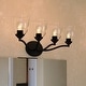 preview thumbnail 1 of 10, Bellwood Traditional Bathroom Vanity Wall Lighting Fixture, Glass Shade, Dimmable, LED Compatible, Over the Mirror Mount Matte Black - 28-in W x 9.75-in H x 8-in D