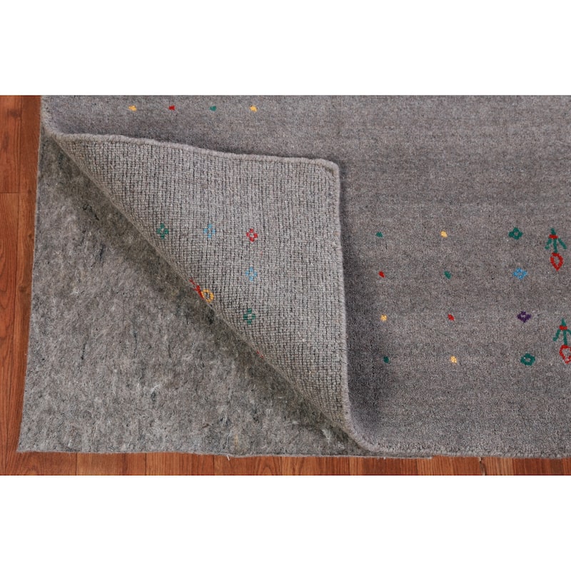 Hand Knotted Oriental 100% Wool Carpet Tribal Tribal Greys & Charcoal Gabbeh Area Rug - 8' 2'' X 5' 2''