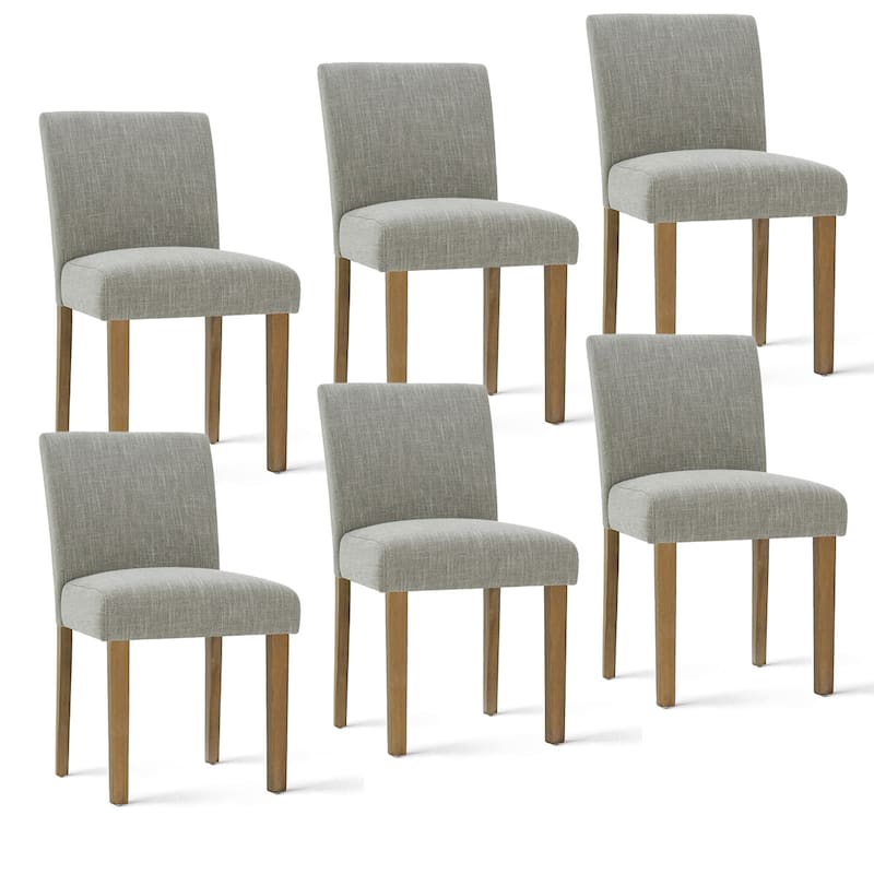 Parsons Dining Chairs with Linen Upholstery and Solid Wood Legs