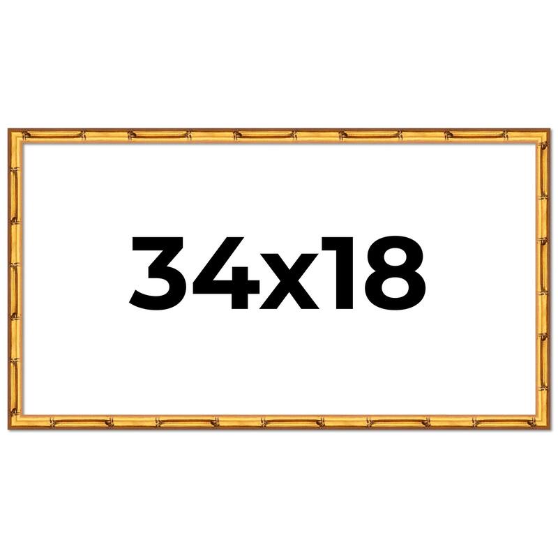 34x18 Frame Gold Bamboo Solid Wood Picture Frame | 1 Inch Moulding