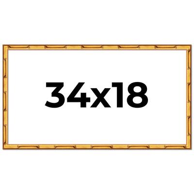 34x18 Frame Gold Bamboo Solid Wood Picture Frame | 1 Inch Moulding