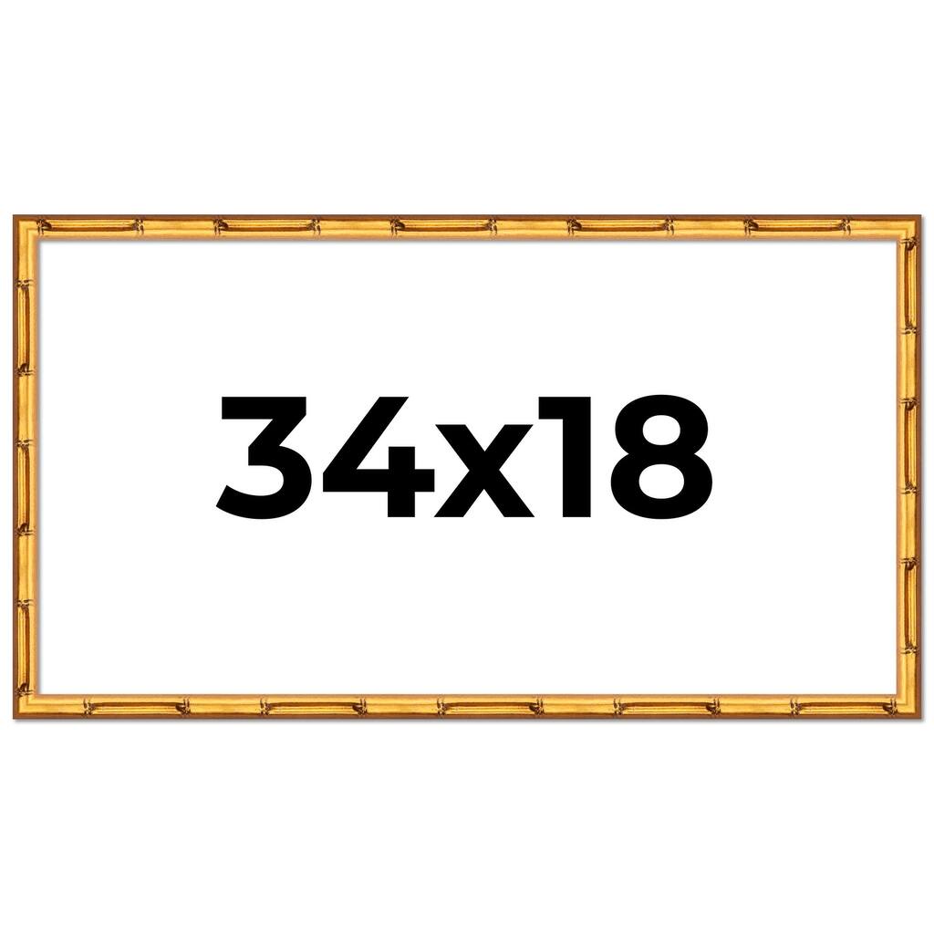 34x18 Frame Gold Bamboo Solid Wood Picture Frame | 1 Inch Moulding