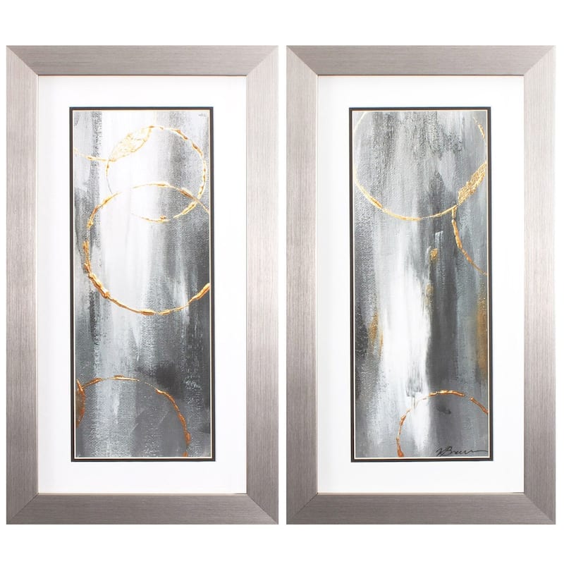 Gray Matter S/2 Framed Art Under glass - 26 X 14 X 1