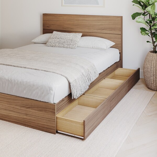 Nexera Storage Bed with Headboard, Walnut - On Sale - Bed