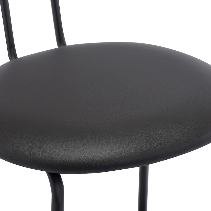 Faux Leather Rattan Back Dining Chairs Counter Stools with Metal Legs