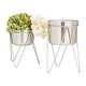 preview thumbnail 3 of 19, CosmoLiving by Cosmopolitan Metal Modern Planter (Set of 2) - S/2 7", 7"W