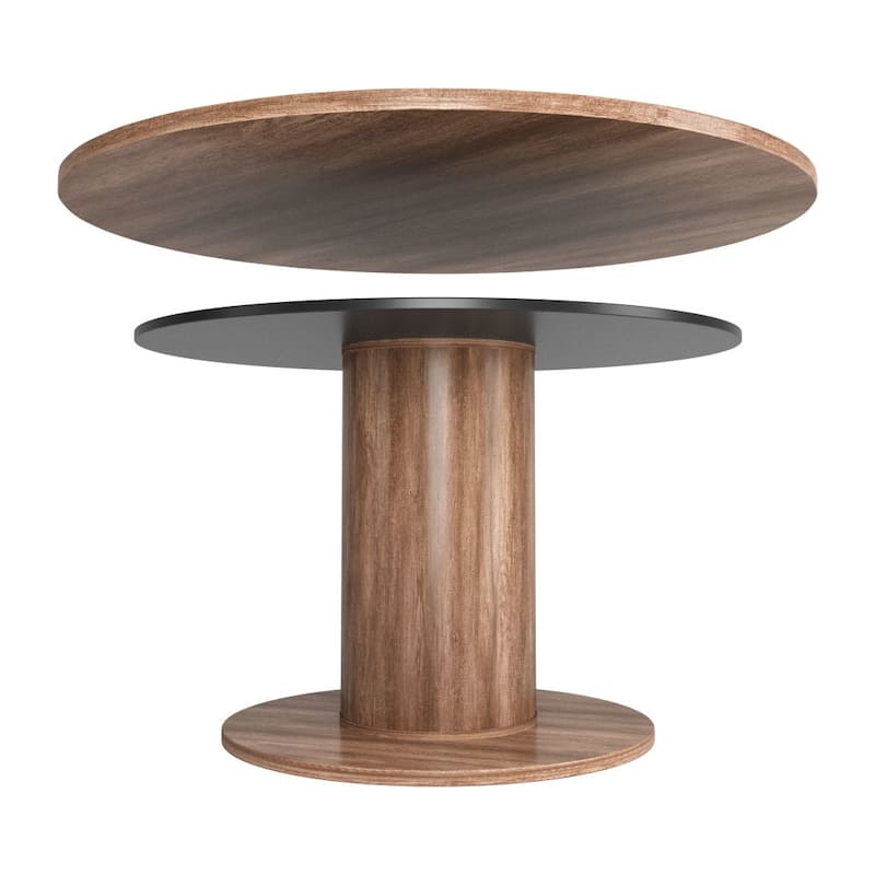 HomeRoots 54" Natural And Black Round Convertible Game Table - 54.00 in. x 32.70 in. x 54.00 in.