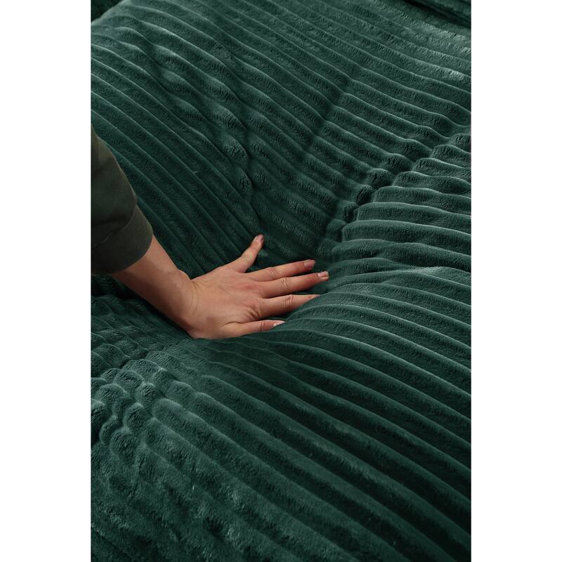 Corduroy Convertible Chair Bed with Removable Back Cushions and 350lb Capacity