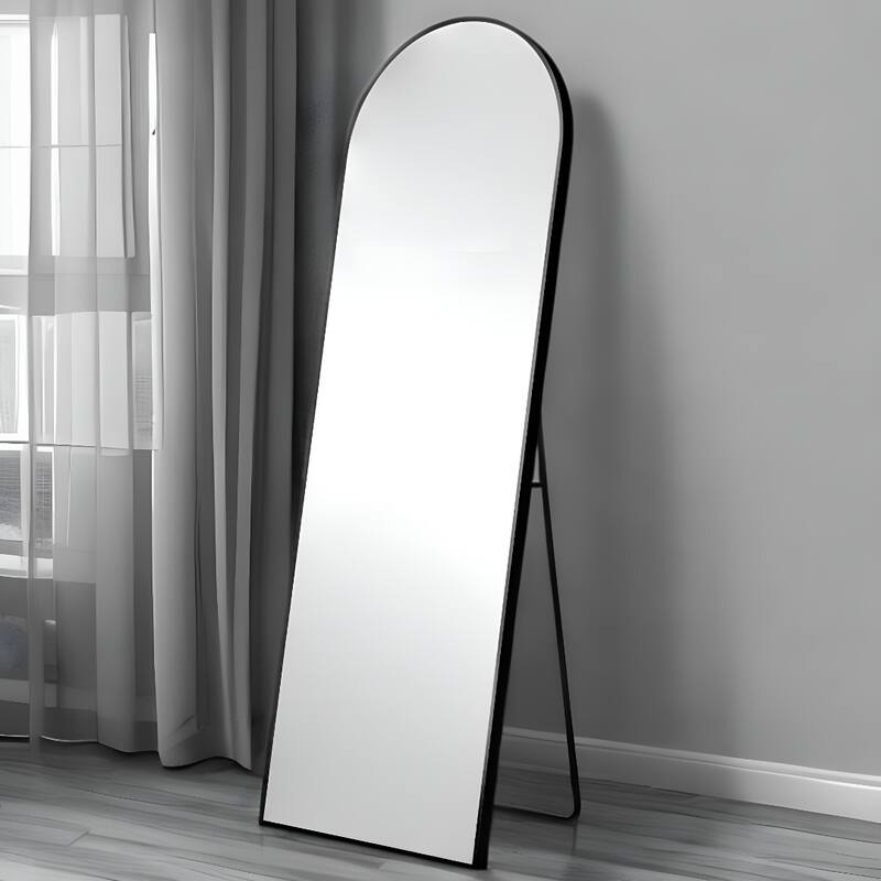 HomeRoots 71" Black Arched Metal Narrow Frame Standing Mirror - 23.62 - Narrow Black