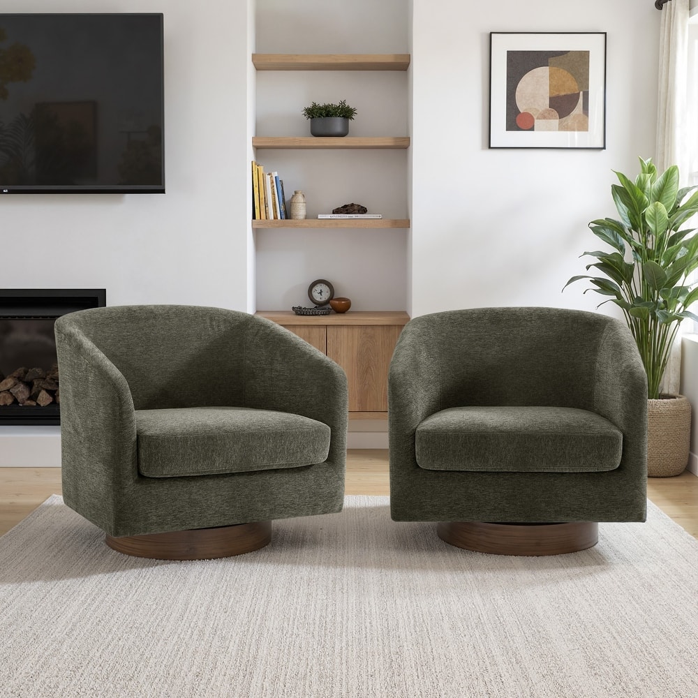 31.1'' W Barrel Swivel Accent Chair (Set of 2)
