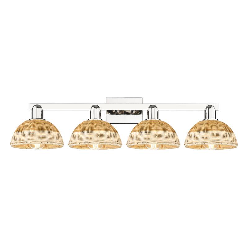 Innovations Lighting Downtown Urban - Natural Ballston Dome - 4 Light 36" Bath Vanity Light with Basketweave Shade