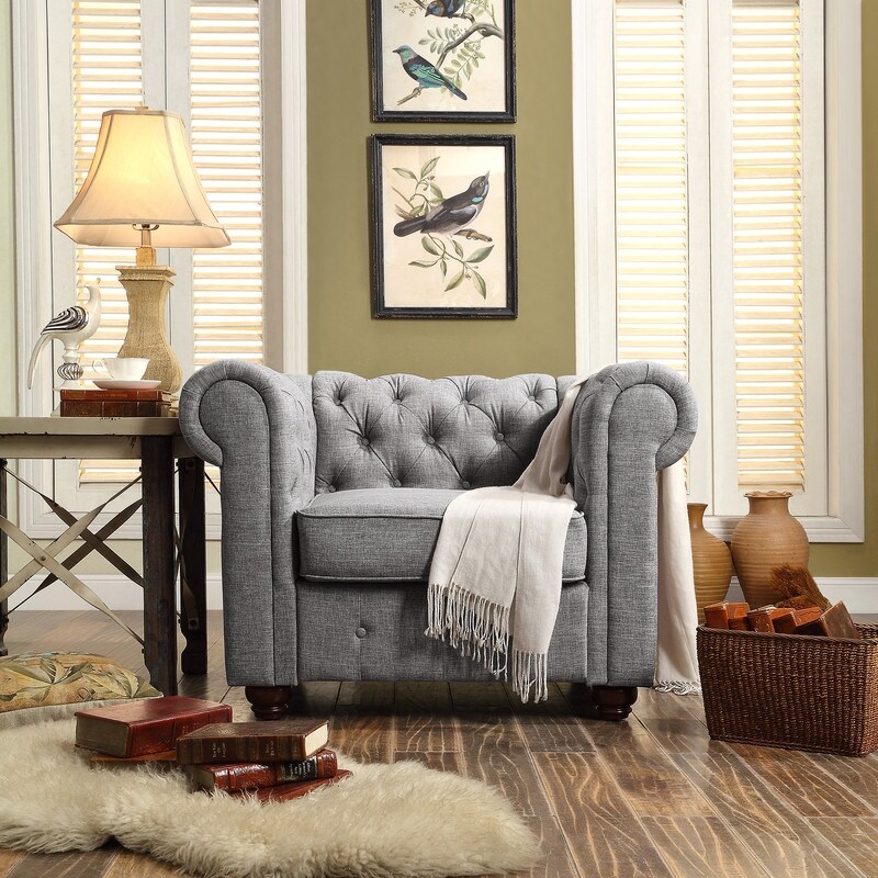 Moser Bay Garcia Chesterfield Rolled Arm Chair