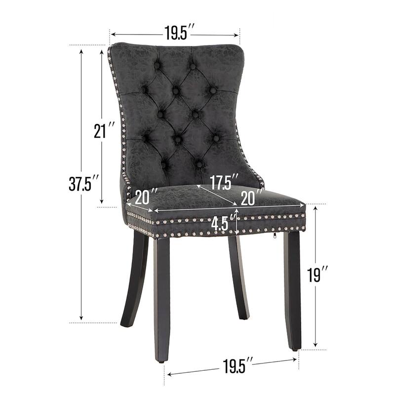 Faux Leather Dining Chairs Set of 2, Upholstered Chairs for Kitchen & Dining Room
