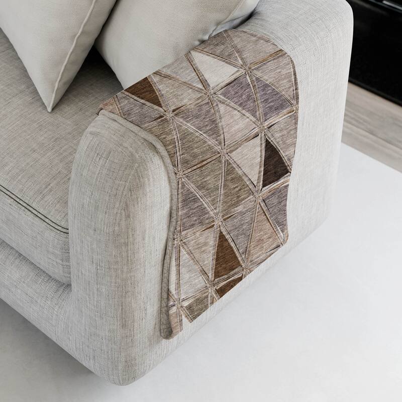 Premium Machine Washable Modern Diamonds Sherpa Throw Blanket - Brown - 4'2" x 5'10"