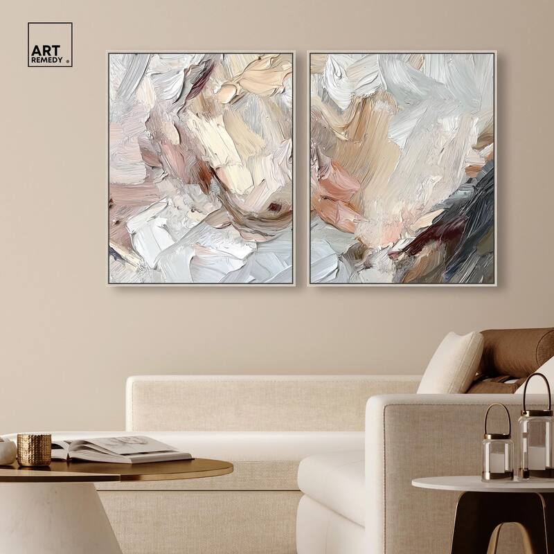 Running Horse Neutral I Canvas Set of 2 by Art Remedy