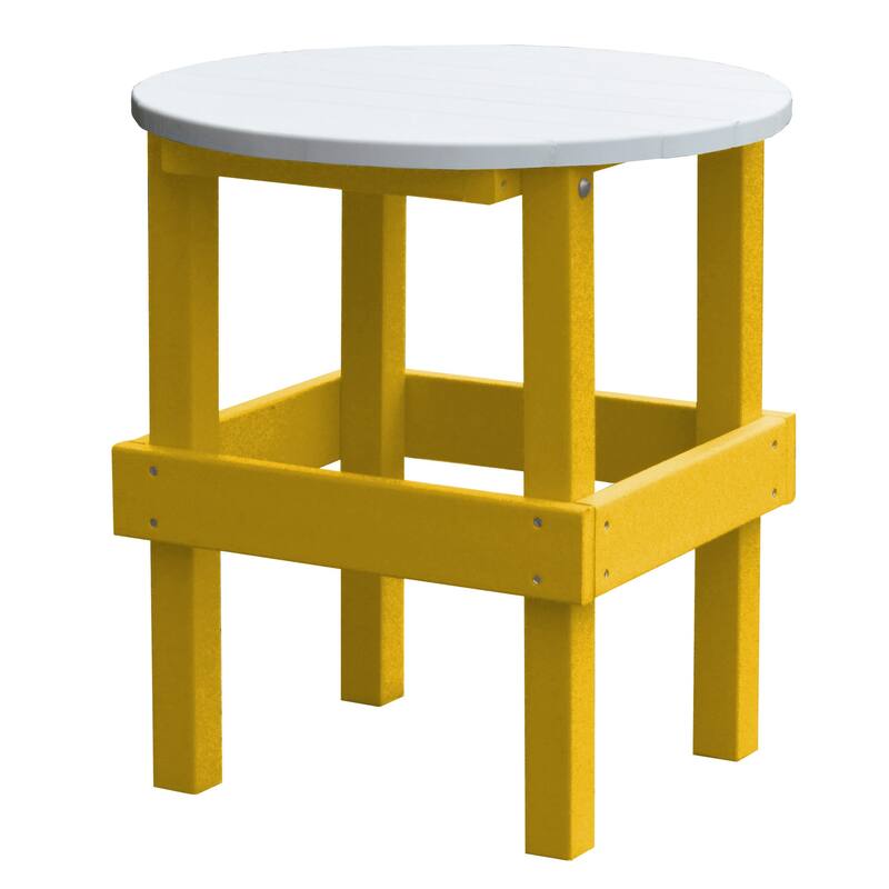 Poly Round Side Table - Lemon Yellow with White Top