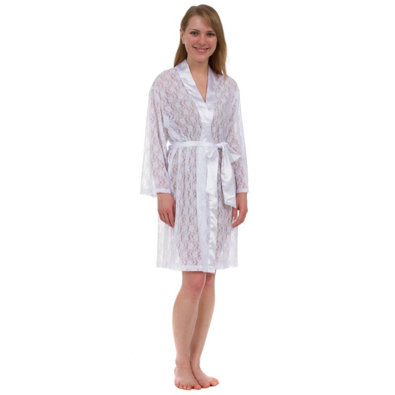 Leisureland Women's Robe, Stretch Full Lace Robe