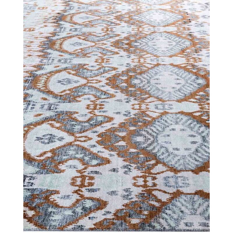 Ikat One-of-a-Kind Hand-Knotted Area Rug, Blue - 8' 0" x 10' 4"
