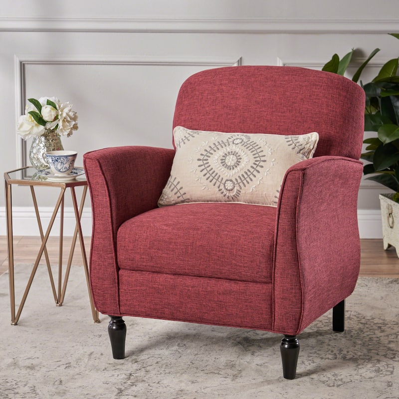 Roomfitters Modern Accent Chair, Upholstered Armchair for Living Room Seating with Solid Wood Legs, Cozy Reading Club Chair, Red - Red