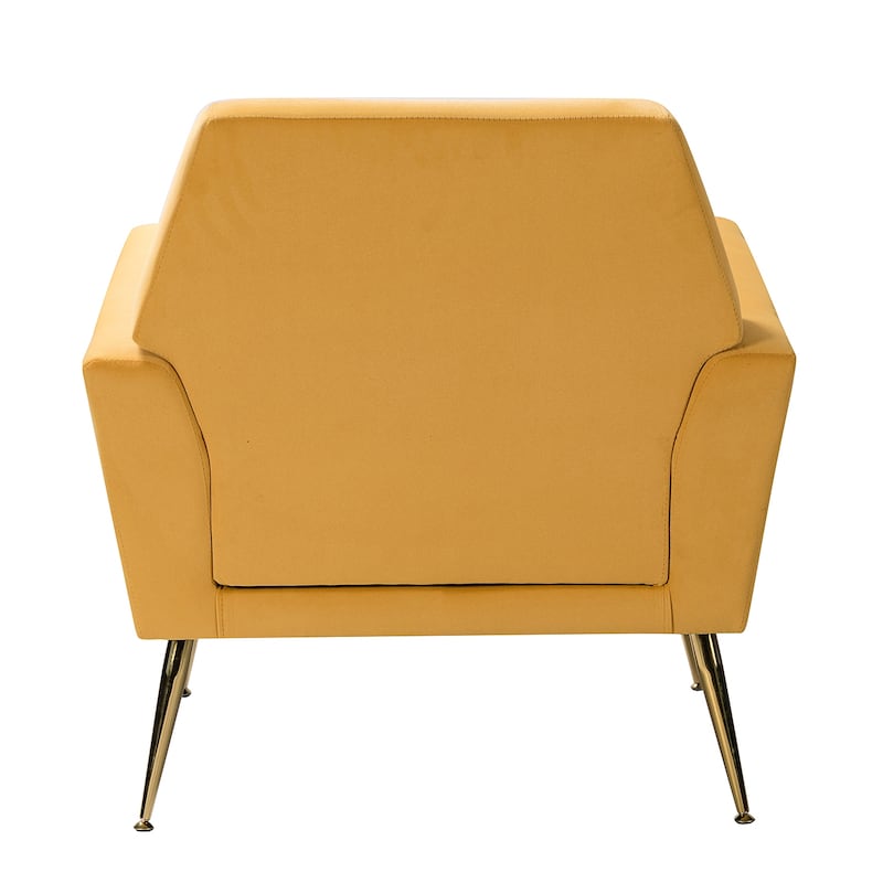 Lilia Contemporary Velvet Upholstered Tufted Back Armchair with Metal Golden legs Set of 2 by HULALA HOME