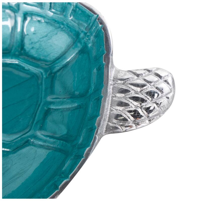 Aluminum Metal Enameled Turtle Decorative Bowl with Silver Metal Exterior (Set of 2)
