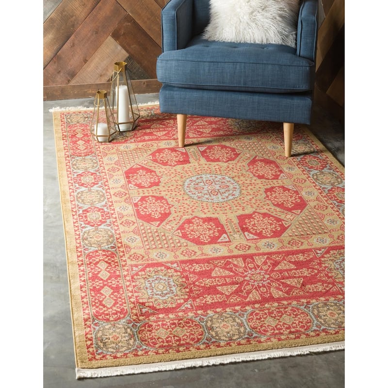 Traditional Cassia Collection Area Rug - Red - 3'3"x5'3"