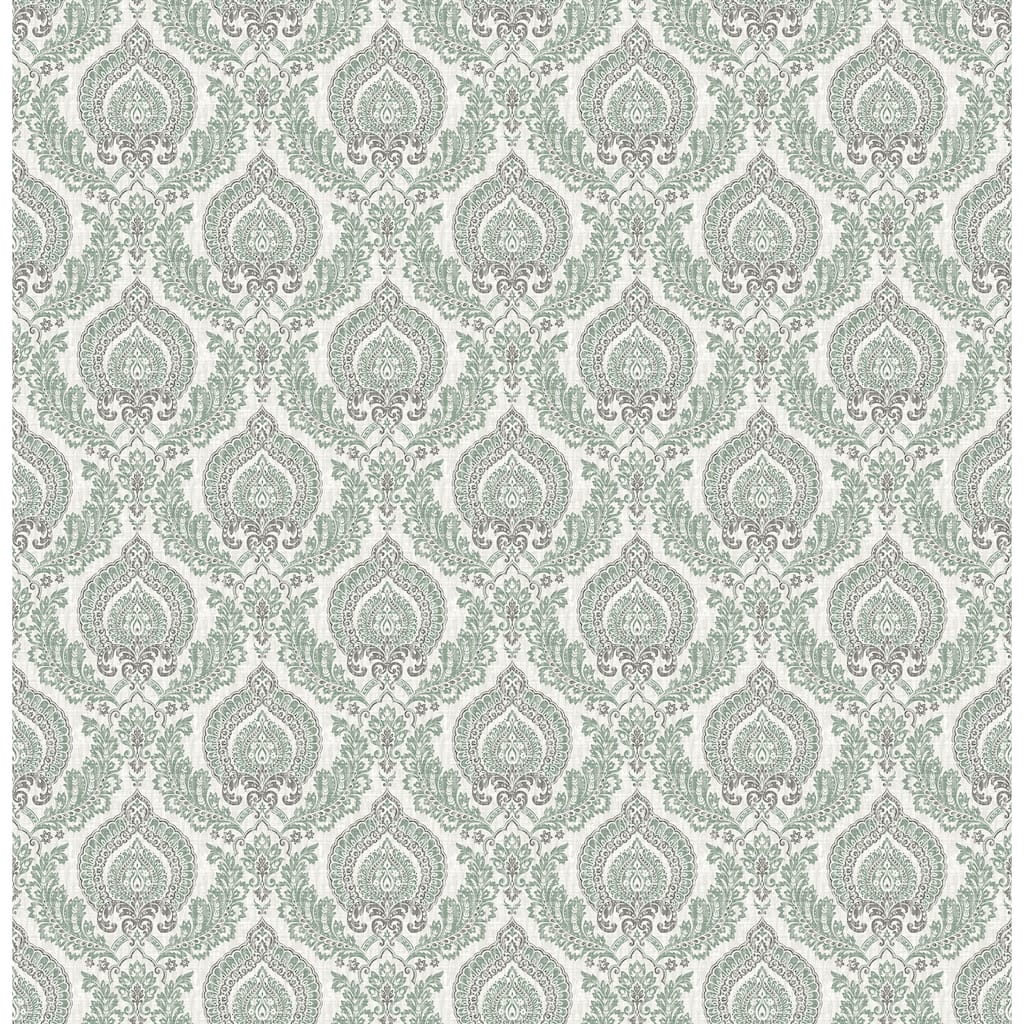 A-Street Prints Lulu Dark Green Damask Wallpaper