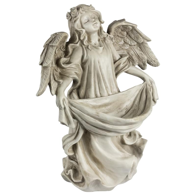 18.5" Serene Angel Bird Feeder Outdoor Garden Statue