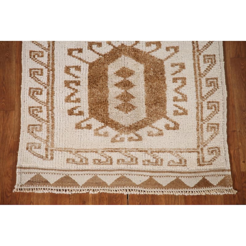 Tribal Anatolian Turkish Runner Rug Handmade Wool Carpet - 3'1"x 11'7"