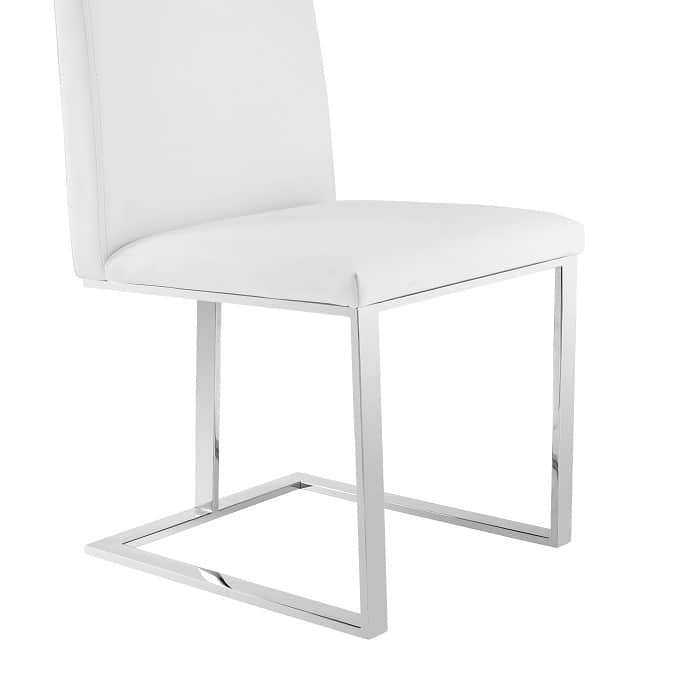 Modrest Frankie Contemporary White & Brushed Stainless Steel Dining Chair