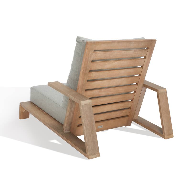 SAFAVIEH Couture Macy Wood Patio Chair - 36 In W x 42.5 In D x 30 In H - 36W x 43D x 30H