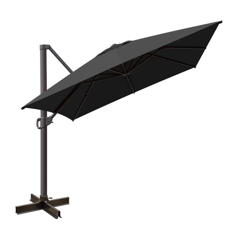 VredHom 10x13FT Patio Cantilever Umbrella Outdoor Offset Umbrella 360-Degree Rotation - Black