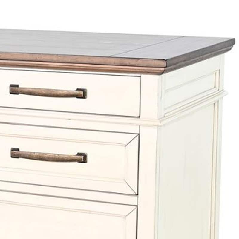 Casey File Cabinet with 3 Drawers, White Brown Mahogany Mindy Wood