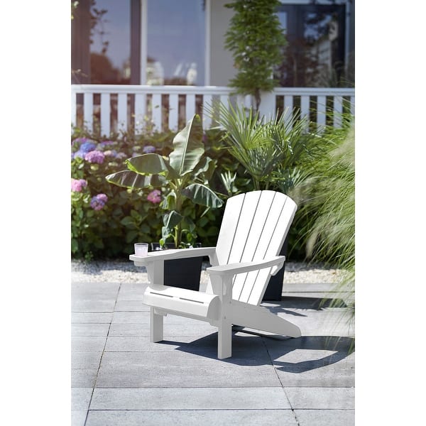 Keter Alpine Adirondack Resin Outdoor Furniture Patio Chairs with Cup