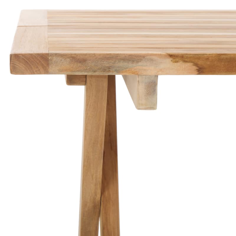 SAFAVIEH Outdoor Patio Furniture Saba Solid Teak Wood Folding Square Table - 20"W x 20"D x 20"H