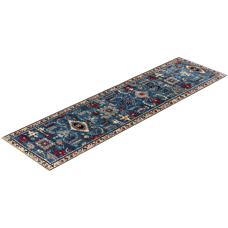 Serapi One-of-a-Kind Hand-Knotted Runner Rug - Light Blue, 2' 7" x 9' 6" - 2' 7" x 9' 6"