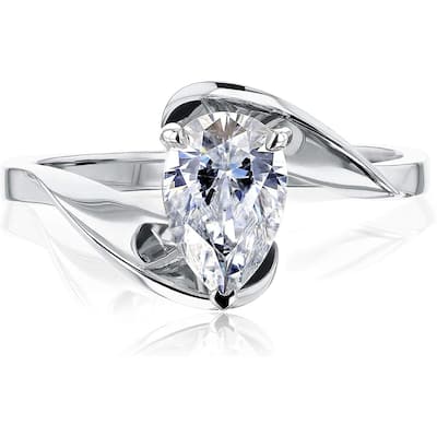 Annello by Kobelli 14K Gold Fanning Bypass Pear Forever One Moissanite Ring (DEF/VS)
