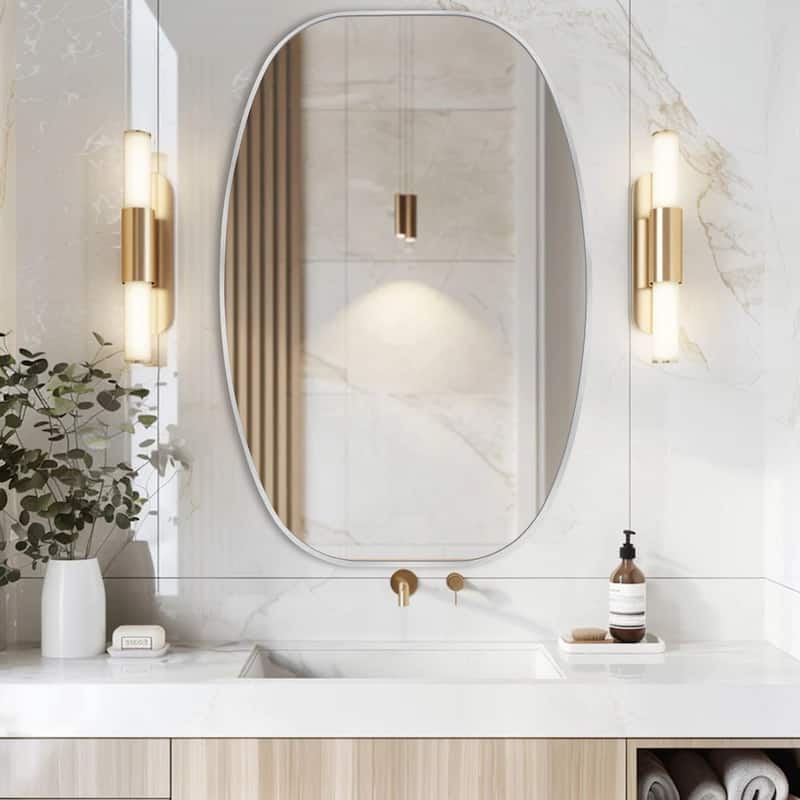 2 Pack Oval Mirror Vanity Decorative Wall Mirror - 30X40 - Silver
