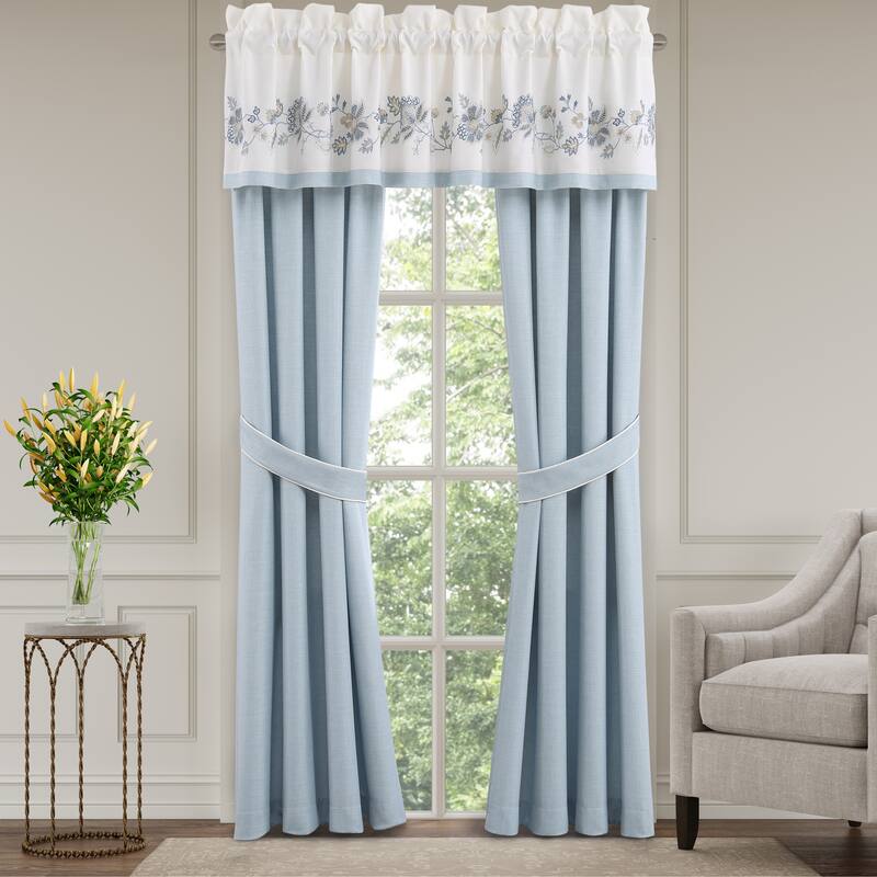 J. Queen New York Garden Bloom Window Straight Valance - Chambray