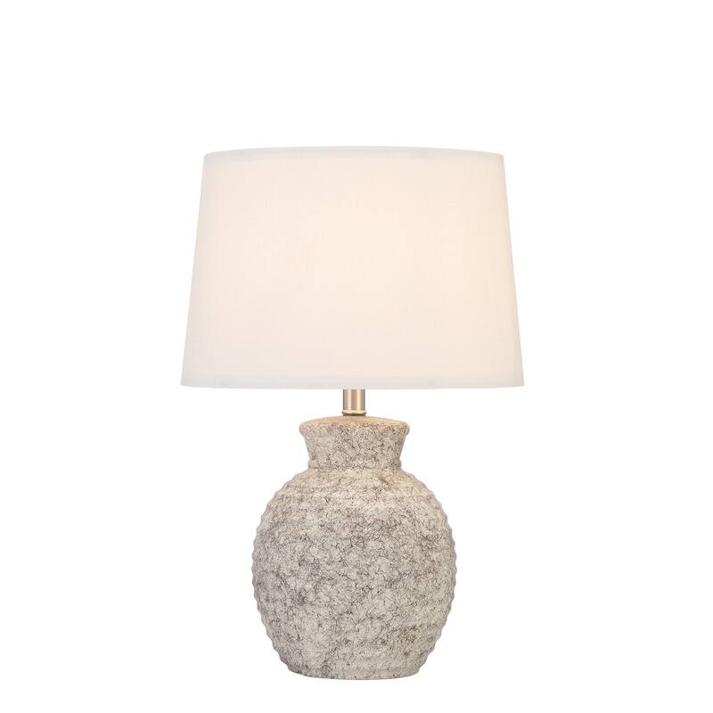 Acroma Textured Ceramic Table Lamp with White Linen Shade