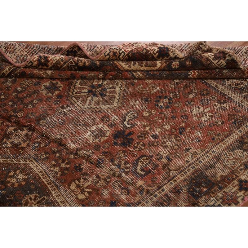 Pre-1900 Antique Qashqai Persian Rug Hand-knotted Wool Carpet - 5'2"x 6'5"