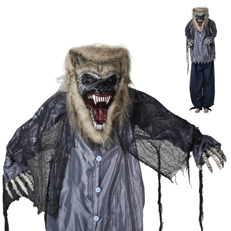 7ft Animatronic Werewolf Sound Activated Halloween Decor - Black