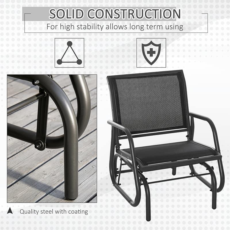 Outsunny Glider/Rocking Chair Set with Breathable Mesh Fabric, Curved Armrest