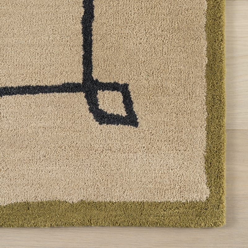 Nate Berkus Serge Bordered Wool Cozy Area Rug
