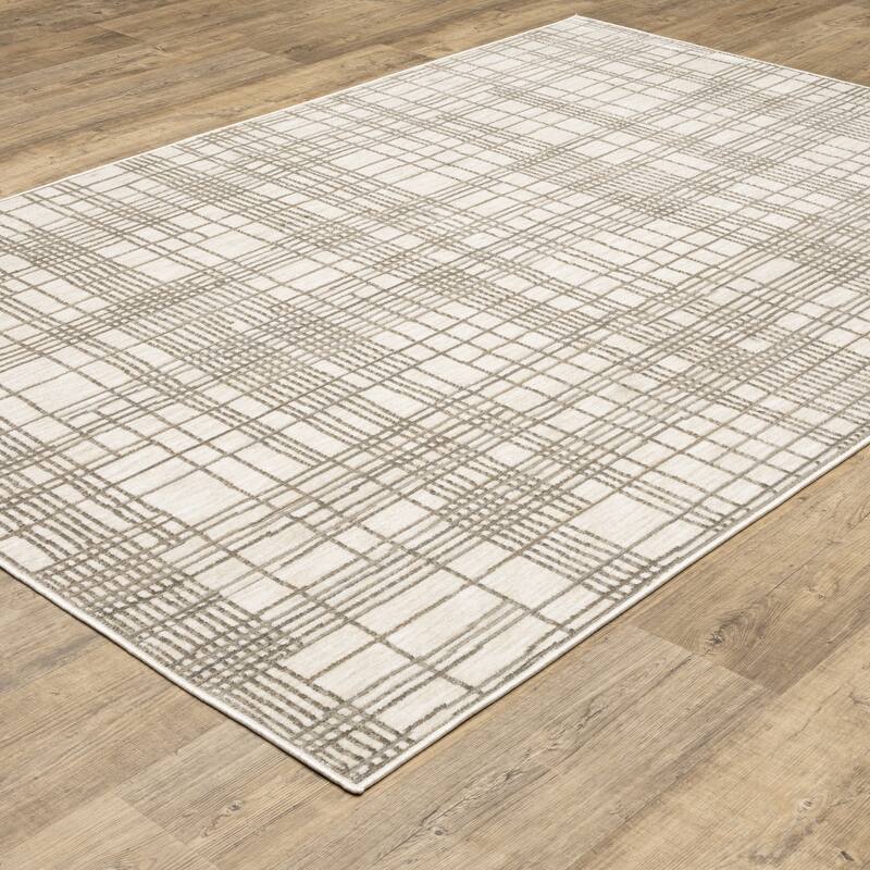 Hansel Etched Stripes Ivory/ Brown Area Rug