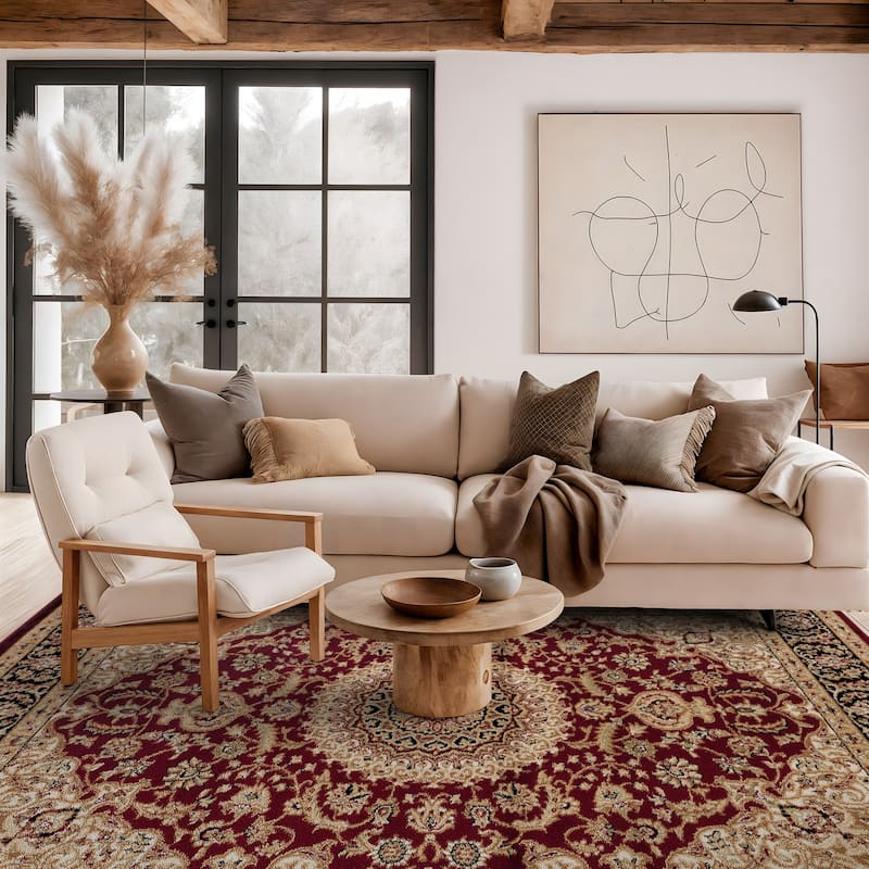 World Rug Gallery Traditional Oriental Medallion Area Rug - 5'3" x 7'3" - Burgundy