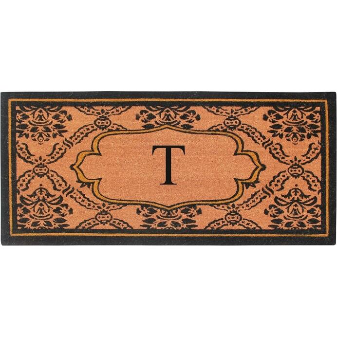 A1HC Uriel Bleached Coir Anti-shred Monogrammed Doormat, 30" X 60" - monogrammed t