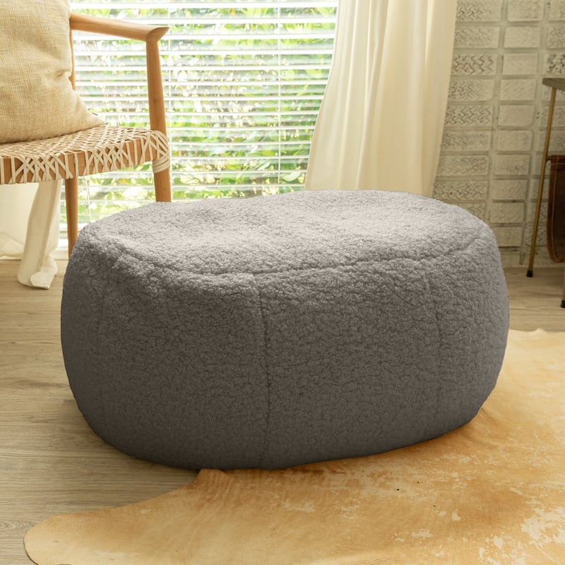 Jaxx Ellis Pouf - Modern Shearling Faux-Lamb Plush Fleece Ottoman