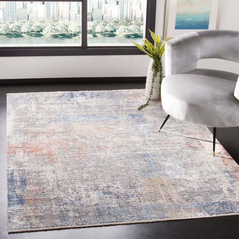 SAFAVIEH Dream Mariuccia Modern Abstract Viscose Rug - 2'6" x 4' - Grey/Blue